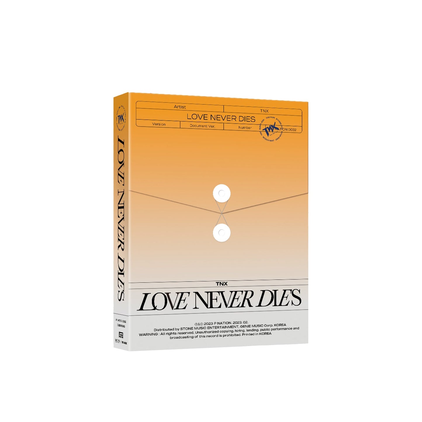 TNX 2ND MINI ALBUM 'LOVE NEVER DIES' DOCUMENT VERSION COVER