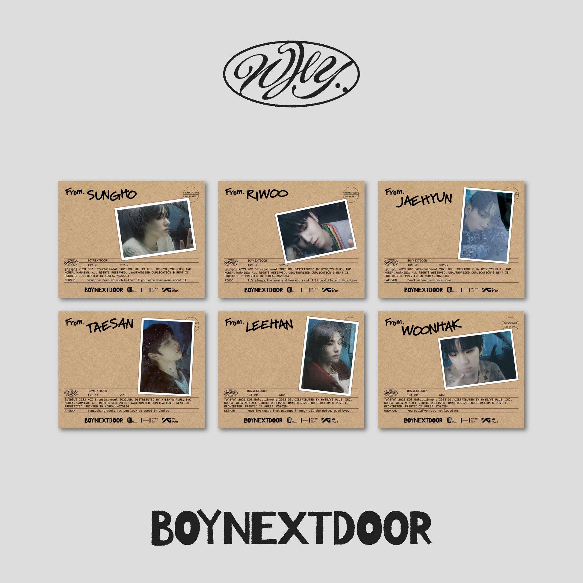 BOYNEXTDOOR 1ST EP ALBUM 'WHY..' (LETTER) COVER