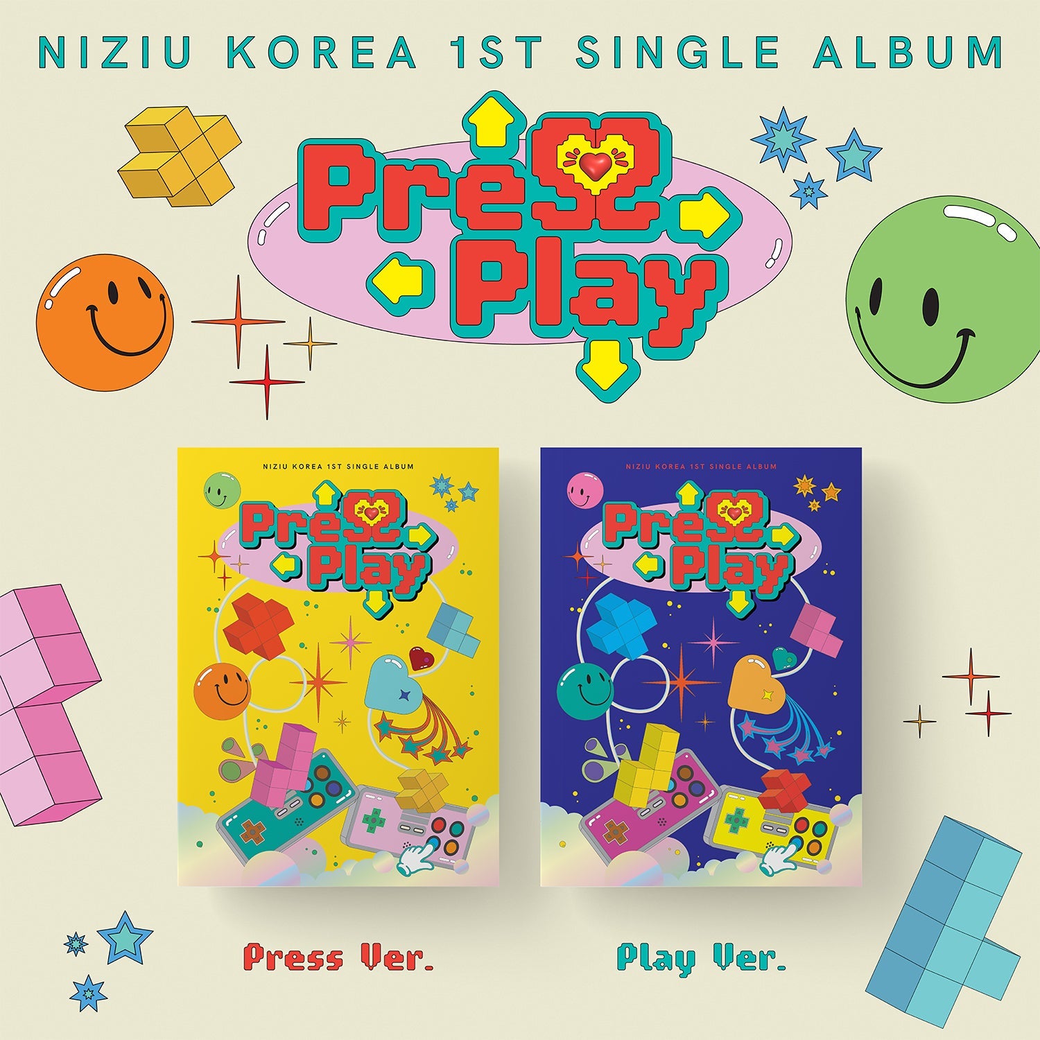 NIZIU 1ST SINGLE ALBUM 'PRESS PLAY' SET COVER