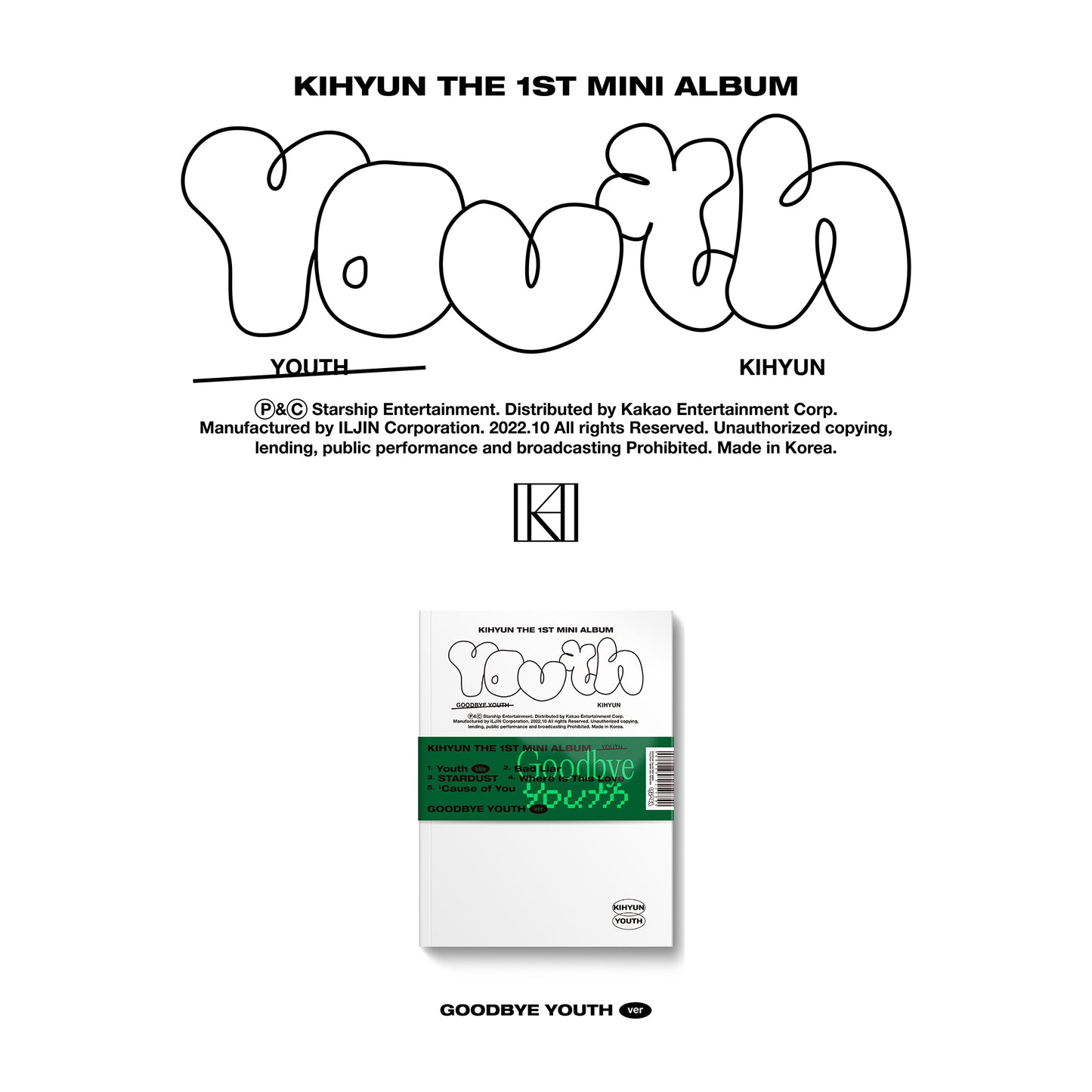 KIHYUN (MONSTA X) 1ST MINI ALBUM 'YOUTH' GOODBYE YOUTH COVER