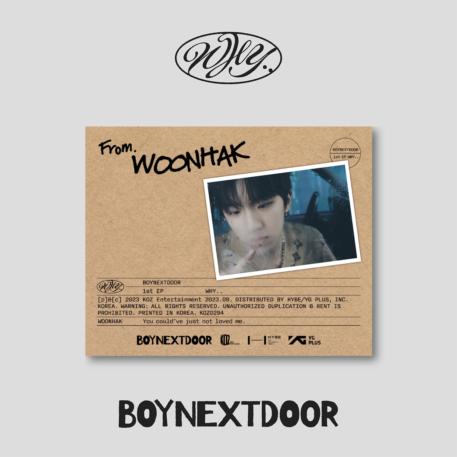 BOYNEXTDOOR 1ST EP ALBUM 'WHY..' (LETTER) WOONHAK VERSION COVER