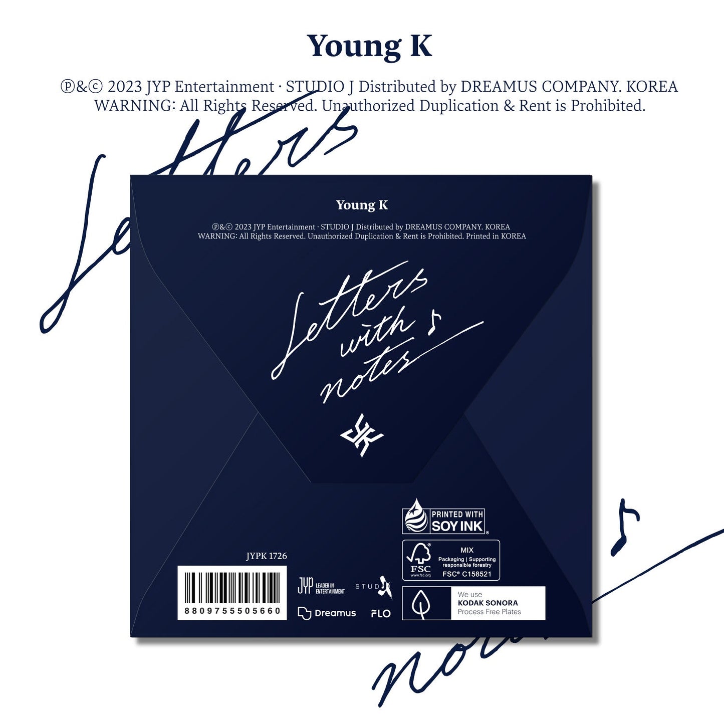 YOUNG K (DAY6) ALBUM 'LETTERS WITH NOTES' DIGIPACK VERSION COVER